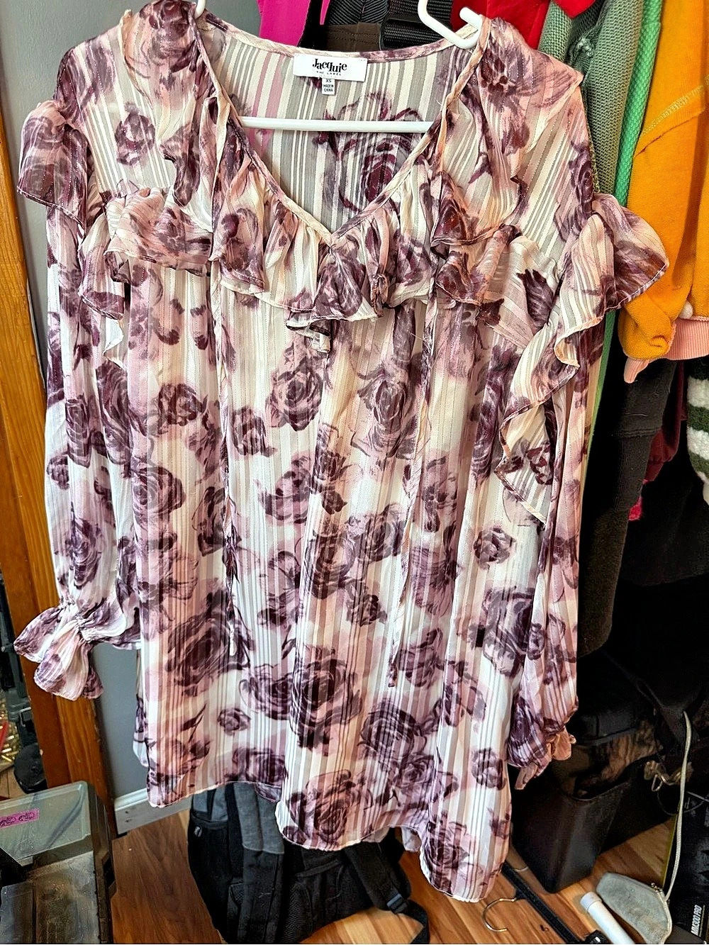 Floral Ruffle Mini Dress Pink & Purple XS